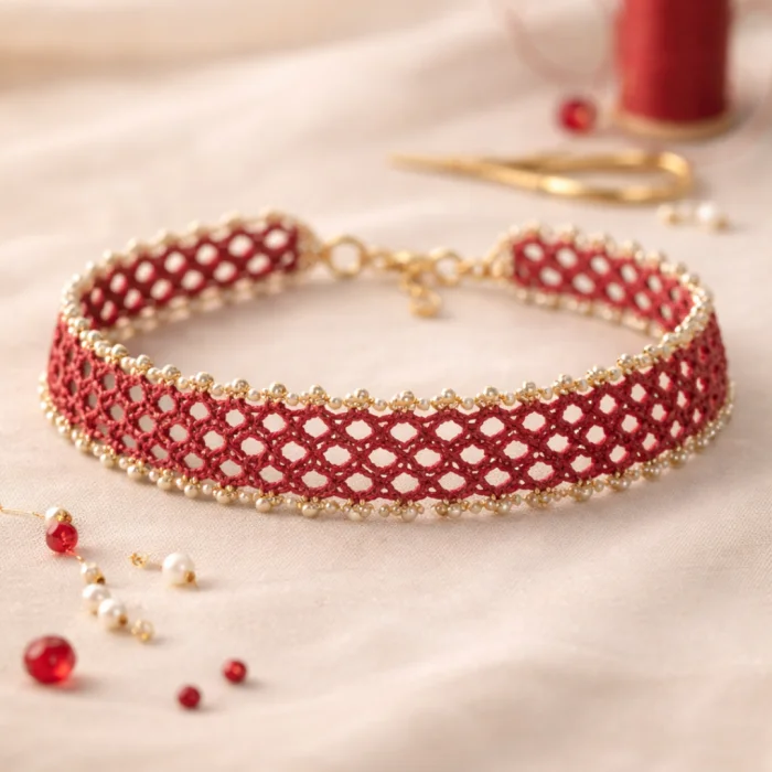 Collier en frivolité au design audacieux